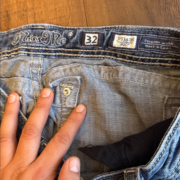 Miss Me Women's Blue Boot Cut Jeans with Gold Embroidery - Picture 3 of 15